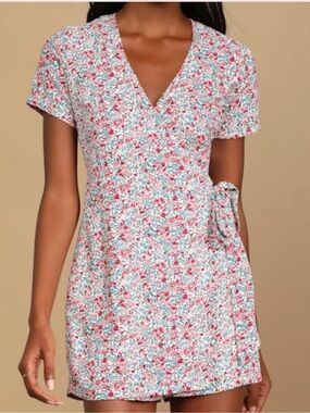 Cream Multi Floral Wrap Skort Romper